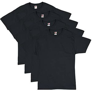Hanes Heren Shirt (Pack van 4), Zwart, XL