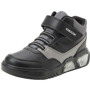 Geox Jongens J Illuminus Boy Sneakers, Black Dk Grey, 32 EU