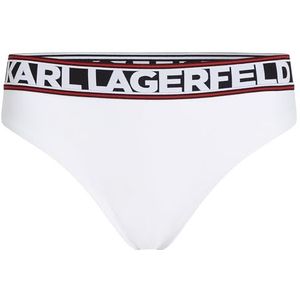 KARL LAGERFELD Elongated Logo Bikini Bottoms, White, S, wit, S