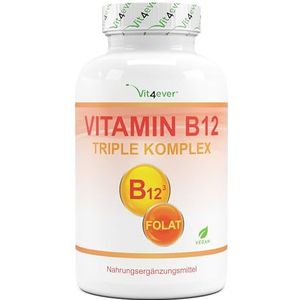 Vitamine B12-240 tabletten voor 8 maanden - 500Âµg Vit B12 + foliumzuur 200Âµg per dag - Methylcobalamine, adenosylcobalamine & hydroxocobalamine B12 + bioactief QuatrefolicÂ® foliumzuur