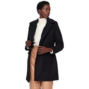 Trendyol Dames kraag plat getailleerde jas, zwart, 38, Zwart, 64