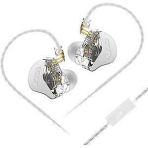 CCA CRA in-ear monitors hoofdtelefoon met microfoon bedraad extra bas oordopjes, dynamische driver oortelefoon met afneembare kabel, geluidsisolerende hoofdtelefoon met 3,5 mm jack voor zangers