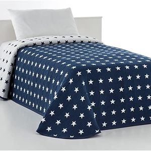 VIALMAN Lichte sprei Sofia 10 voor tweepersoonsbed 150 cm, sprei sterren, bed 150 cm, grootte sprei 250 x 270 cm, marineblauw