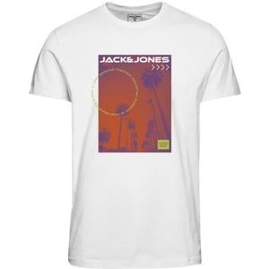 JACK&JONES JUNIOR Jcoflower T-shirt voor jongens met ronde hals, wit, 140