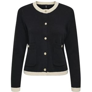 Onlisabelle Ls Oneck Button Cardigan Knt, zwart, S