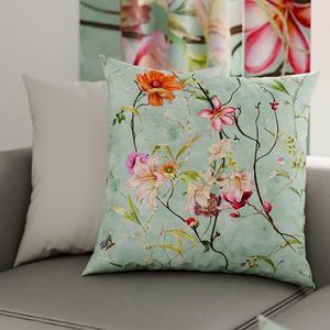 PETTI Artigiani Italiani - Paar kussenslopen 35 x 35 cm, van microvezel, decoratief kussen voor slaapkamer, bank, woonkamer, set van 2 kussenslopen, kussensloop Spring Aquamarijn, 100% Made in Italy