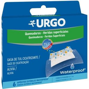 Urgo - Quemaduras y heridas superficiales Waterproof - Apósitos estériles Impermeables - Formato pequeño 6 apósitos de 5 x 7 cm
