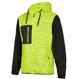 U-Power Rainbow, sweatshirt met volledige ritssluiting, met grote zakken, zachte fleece, stretchkatoen, hoge kraag, verstelbare capuchon, comfortabele winterkleding - YELLOW FLUO S