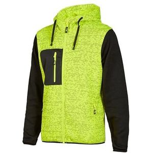 U-Power Rainbow, sweatshirt met volledige ritssluiting, met grote zakken, zachte fleece, stretchkatoen, hoge kraag, verstelbare capuchon, comfortabele winterkleding - YELLOW FLUO S