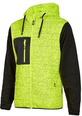 U-Power Rainbow, sweatshirt met volledige ritssluiting, met grote zakken, zachte fleece, stretchkatoen, hoge kraag, verstelbare capuchon, comfortabele winterkleding - YELLOW FLUO S