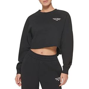DKNY Dames Sport Dames Hd Mini Logo Cropped Pullover Shirt, zwart, L