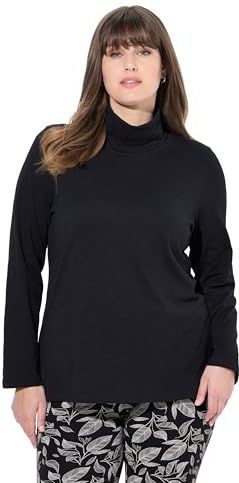 Ulla Popken - Shirt - Zwart - Lange Mouw - Slanke Pasvorm