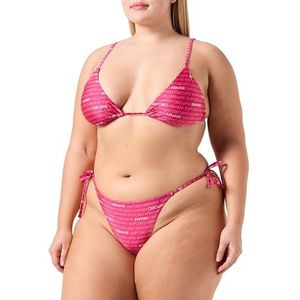 Emporio Armani Triangle en String Braziliaanse Logomania Bikini Set, Kers/Ecru, XS