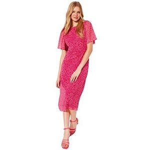 Trendyol Dames Midi A-lijn Regular fit geweven jurk, fuchsia, 36, Fuchsia, 62