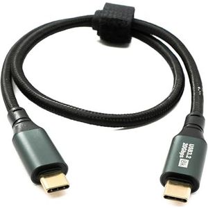 System-S USB 3.2 Gen 2 8K 50 cm kabel type C stekker naar stekker gevlochten 20 Gbit/s 100 W compatibel met iPhone 15