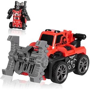 Oderra Robot speelgoedauto, 2-in-1 robot, kleine auto voor jongens van 3 tot 14 jaar (rood)