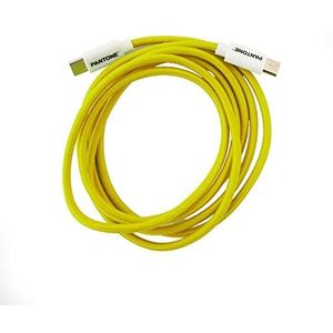 Celly, USB-C naar USB-C kabel met omkeerbare stekker voor snel opladen, lengte 1,5 m, pvc-connector en nylon ommanteling, knikbescherming, snel opladen en gegevensoverdracht, geel
