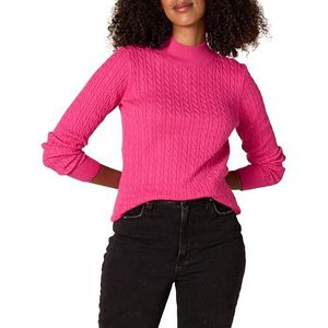Amazon Essentials Dames Classic-Fit Lichtgewicht Kabel Lange Mouwen Mock Neck Jumper, Helderroze, XS
