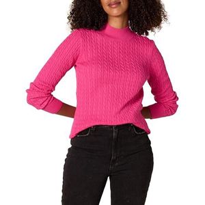 Amazon Essentials Klassieke pasvorm lichtgewicht kabel lange mouwen mockneck trui, helder roze, S