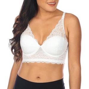 Maidenform Bralette voor dames, zonder beugel, Pure Comfort-kanten lange beha, converteerbare beha voor dames, 85B