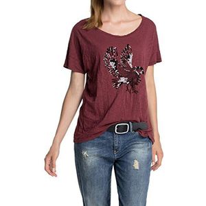 Esprit Dames T-shirt met animal-artwork en effect-steentjes