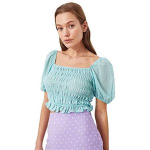 Trendyol Dames Mint Schouder Gedetailleerde Blouse, 34