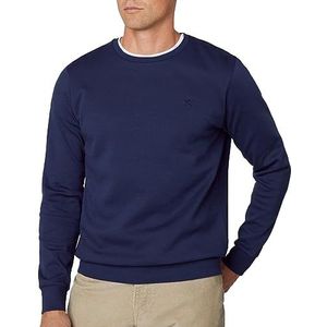 Hackett London Dubbel gebreid Crew Sweatshirt voor heren, Blauw (zwart), 3XL