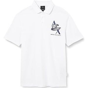 Armani Exchange Sustainable poloshirt voor heren, bedrukt Eagle logo, regular fit, wit, XS