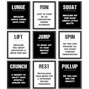 97 Decor Workout posters voor thuisgym decor - gym posters motiverende citaten muurkunst prints, zwart wit fitness oefening foto's voor mannen slaapkamer kantoor decoraties (8 x 10 cm niet ingelijst)