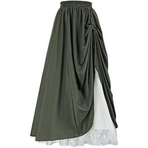 Scarlet Darkness Long Skirts for Women 2025 Double Layered Flowy Summer Maxi Skirt Army Green L