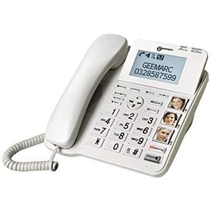 Geemarc CL595 Vaste telefoon voor oudere mensen met versterkte ontvangstvolume, luide bel, grote toetsen en noodoproepfunctie, gemiddeld of zwaar gehoorverlies, versie FR