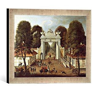 Ingelijste foto van Dismar Degen ""Hunting Lodge in Potsdam, c.1735"", kunstdruk in hoogwaardige handgemaakte fotolijst, 40x30 cm, zilver raya