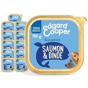 Edgard & Cooper Hondenvoer (zalm en kalkoen, 150 g x 11), vers vlees en vis en hoogwaardige eiwitten, echte ingrediënten voor honden, hypoallergeen, zonder toegevoegde suikers