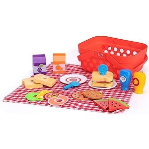 Fat Brain Toys Pretendables Picknickmand Set - Kinderspeelgoed Picknickmand en deken met houten speelvoedsel en accessoires - educatief speelkeuken kinderspeelgoed - duurzame speelgoedset voor