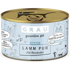 GRAU - het origineel - Natvoer voor honden - puur lam, 6 verpakking (6 x 200 g), monoproteïne, voor volwassen honden