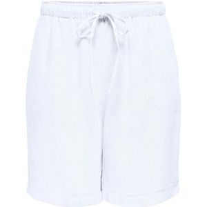 ONLY Damesshorts met trekkoord linnenlook, wit (bright white), XS