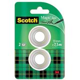 Scotch 8-1975R2 zelfklevende film Magic 810 cellulose-acetaat, onzichtbaar, 7,5 m x 19 mm, 2 stuks