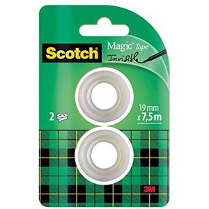 Scotch 8-1975R2 zelfklevende film Magic 810 cellulose-acetaat, onzichtbaar, 7,5 m x 19 mm, 2 stuks