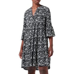 TOM TAILOR Denim Dames jurk met volant 1033441, 30542 - Black Minimal Flower Print, S