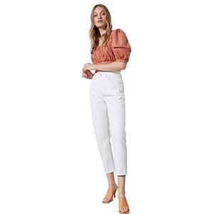 Trendyol Vrouwen hoge taille moeder jeans met staart, Kleur: wit, 68