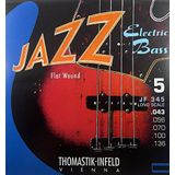 Thomastik 682726 snaren voor E-Bass Jazz Bass Flat Wound, set JF345 5-string lange schaal 86 cm