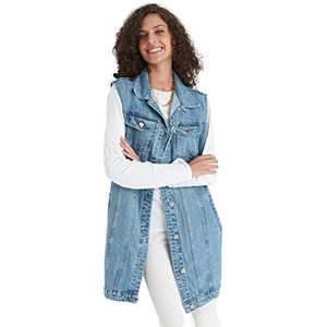 TRENDYOL Dames hemdblouzenkraag effen kleuren normaal vest sweater, grijs, 36, grijs, 36