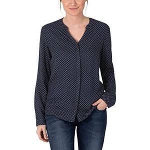 Timezone Dames Buttoned Henley Blouse Blouse, Blue Ground Squares, L