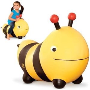 B. toys Springdier bij met handpomp – 49 cm opblaasbare gele springbal in diervorm voor kinderen vanaf 18 maanden (3 delen)
