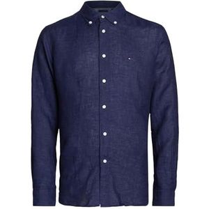 Tommy Hilfiger Mannen Pigment Geverfd Li Solid Rf Shirt Casual Shirts, Blauw, XXL, Carbon Navy, XXL