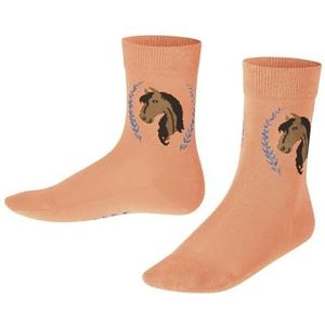FALKE Uniseks-kind Sokken Horse K So katoen gedessineerd 1 paar, Rood Cantaloupe 8771, 39-42