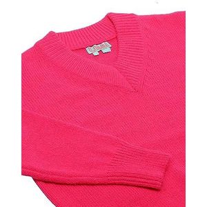 Libbi Dames Minimalistische Pullover met V-hals Acryl PINK Maat XS/S, roze, XS
