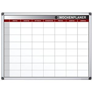 Bi-Office Earth Magnetische weekplanner met aluminium frame, droog afwasbaar, weekkalender, 90 x 60 cm