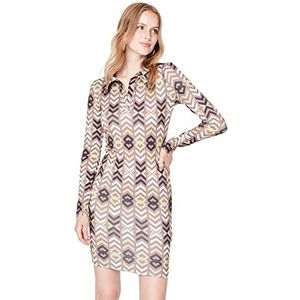 Trendyol Mini Bodycon getailleerde gebreide jurk voor dames, kaki, S