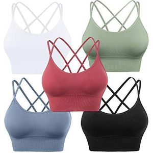 Evercute Sportbeha voor dames, ondoorzichtig, Zwart, Wit, Blauw, Groen, Framboos Rood, S